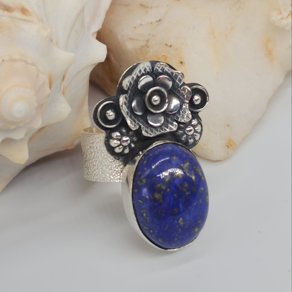 Blue Stone Genuine Lapis Silver 925 Ring
